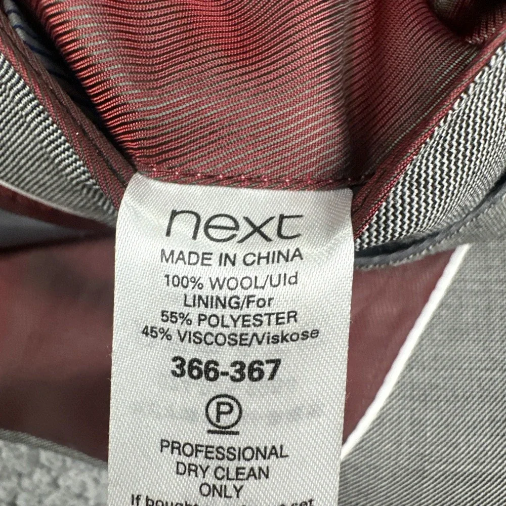 NEXT Signature Angelico Super 100s Blazer Men 46R Grey Slim Fit Woven in Italy